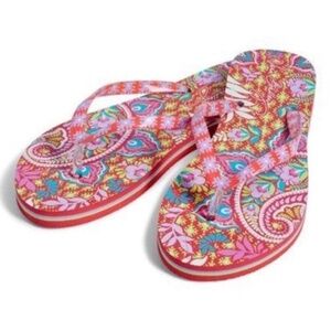 Vera Bradley Pink Paisley in Paradise Daisy Swirl Flip Flops size med 7-8 New